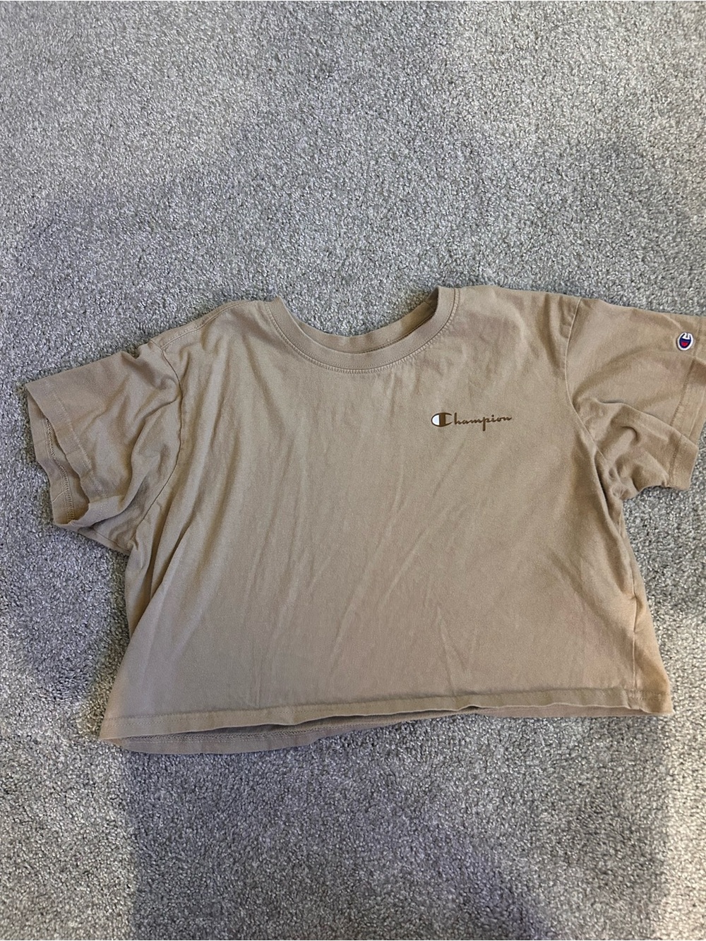 Champion Tan Logo Crop Tee